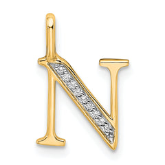 10K Diamond Letter N Initial Pendant