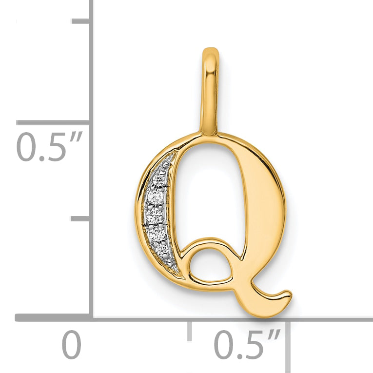 10K Diamond Letter Q Initial Pendant