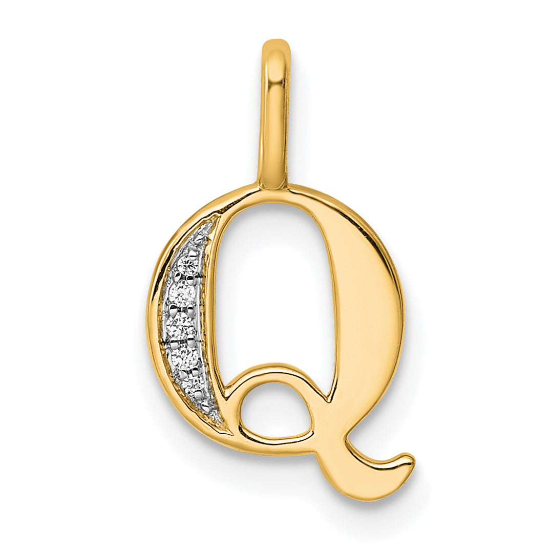 10K Diamond Letter Q Initial Pendant