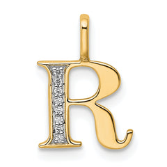 10K Diamond Letter R Initial Pendant