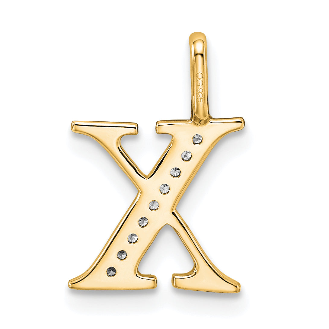 10K Diamond Letter X Initial Pendant