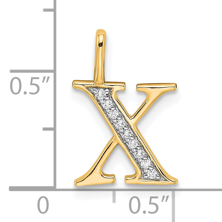 10K Diamond Letter X Initial Pendant