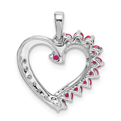 14k White Gold Ruby and Diamond Heart Pendant