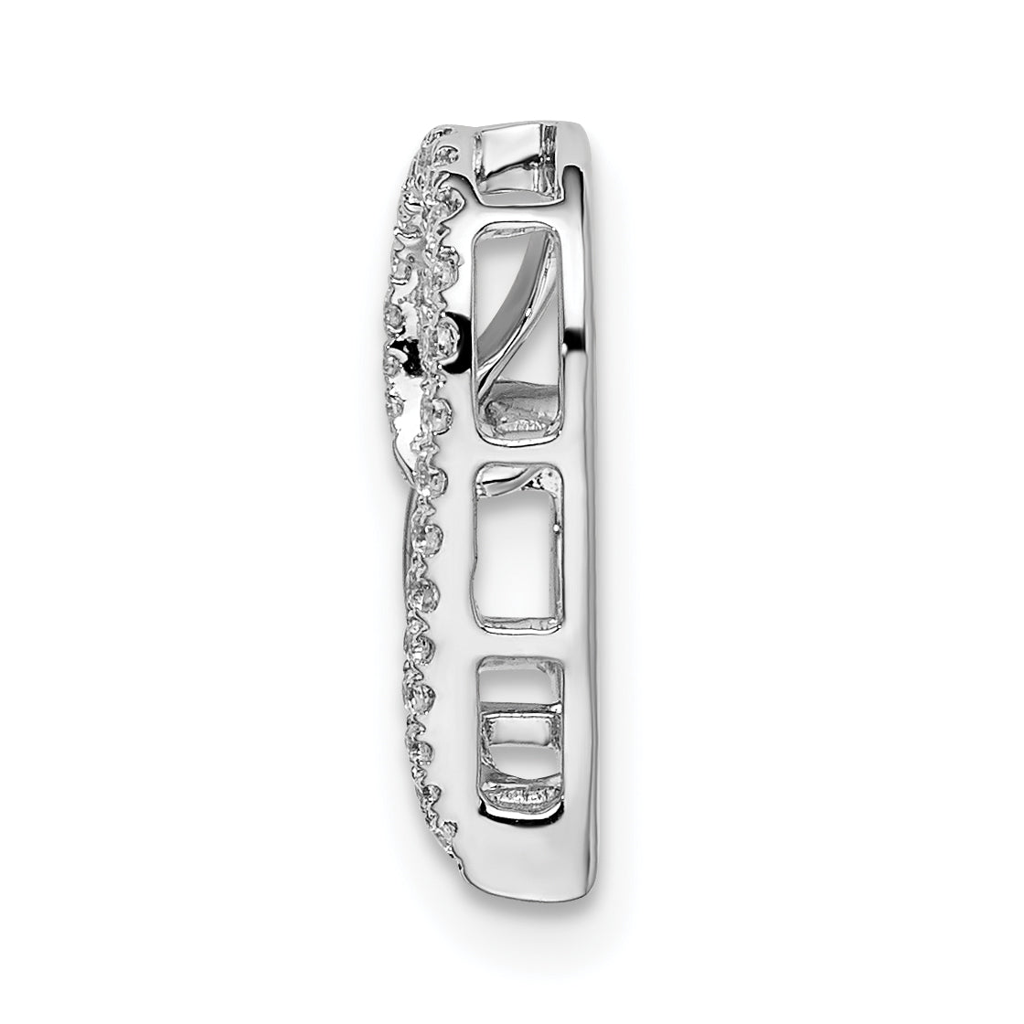 14k White Gold Diamond Heart Chain Slide