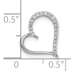 14k White Gold Diamond Heart Chain Slide