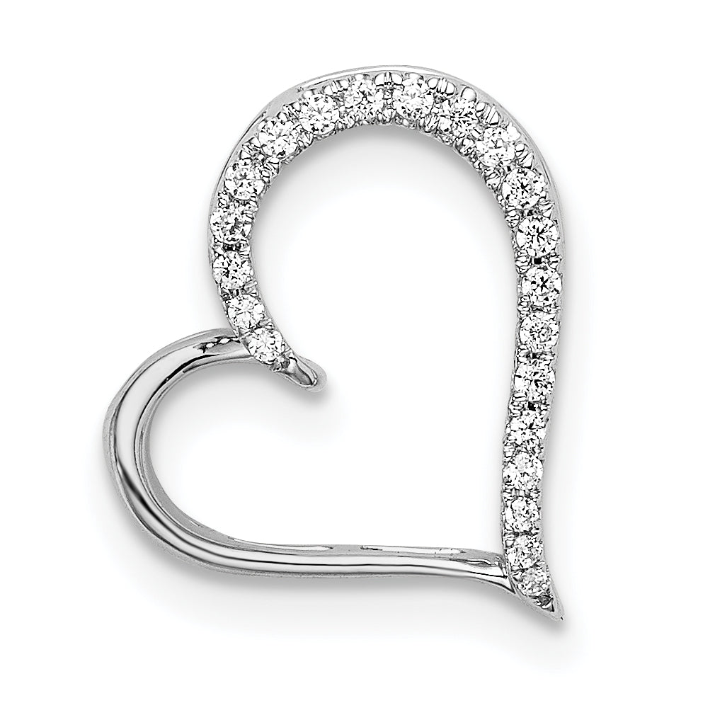 14k White Gold Diamond Heart Chain Slide