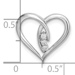 14k White Gold Diamond Polished Heart Chain Slide