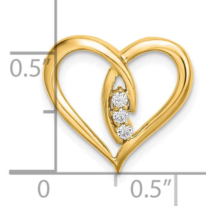 14k Diamond Polished Heart Chain Slide