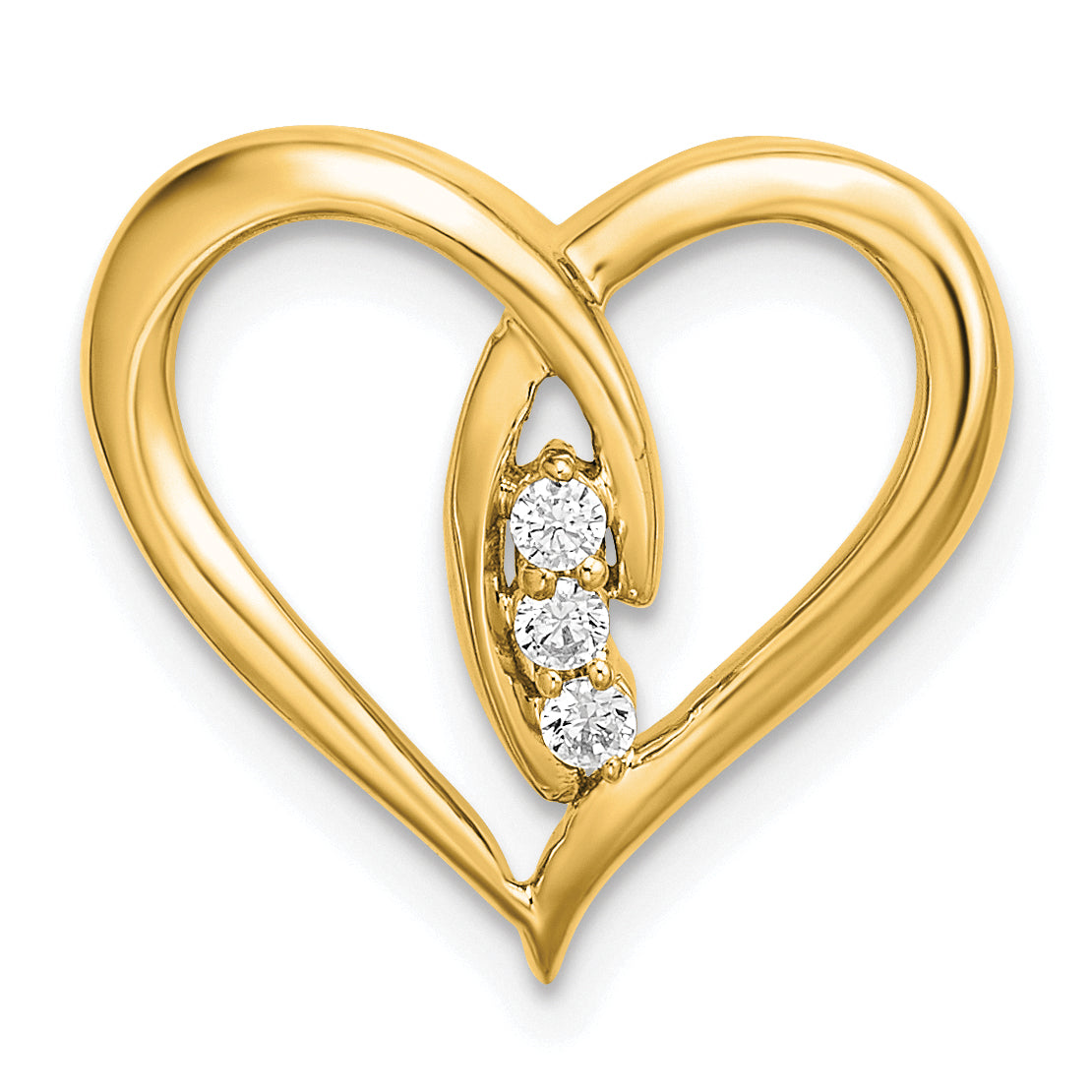 14k Diamond Polished Heart Chain Slide