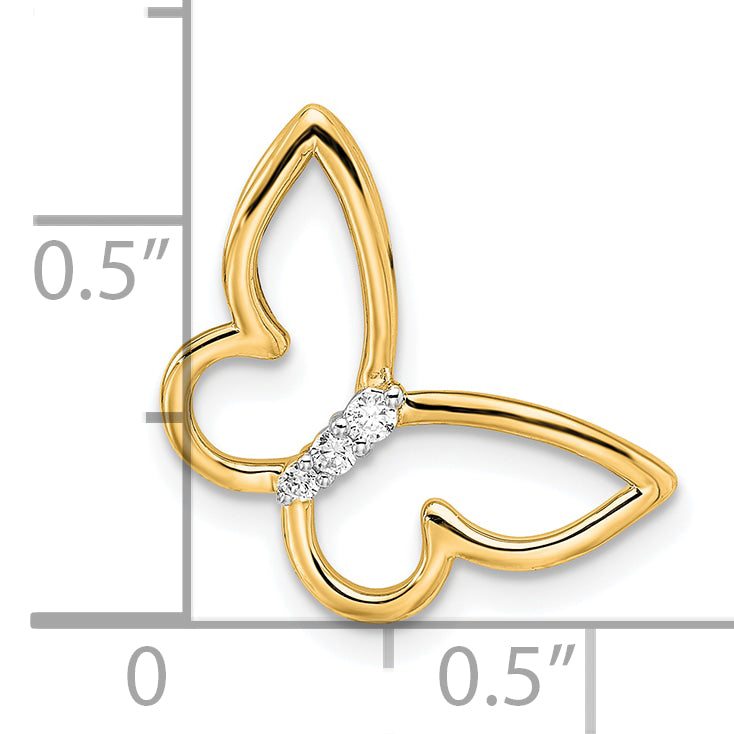 14k Polished Butterfly Diamond Chain Slide