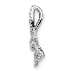 14k White Gold Polished Butterfly Diamond Chain Slide