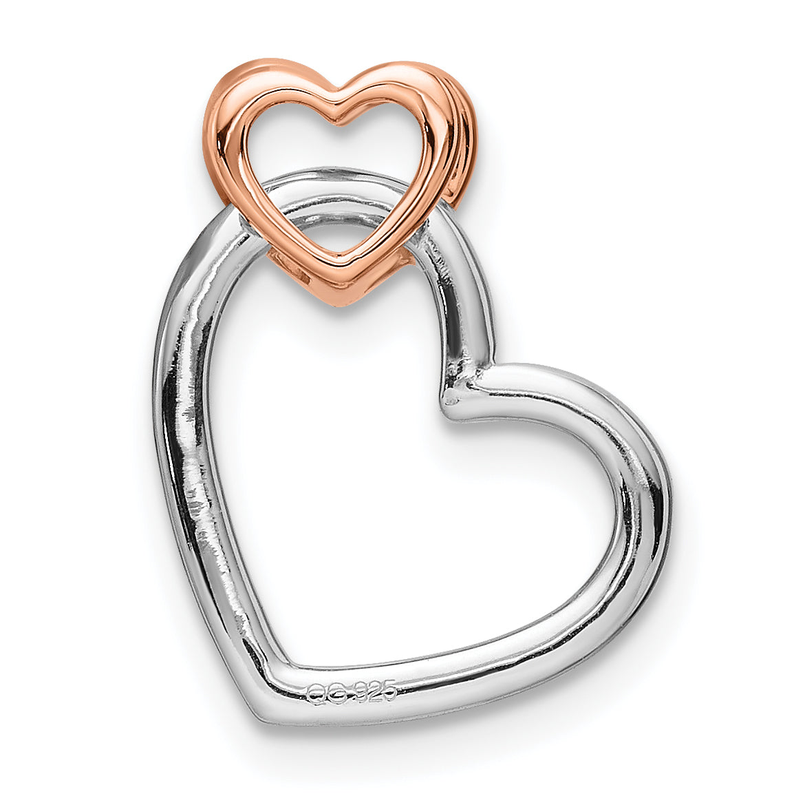 14K Two-tone Lab Grown Diamond Double Heart Slide