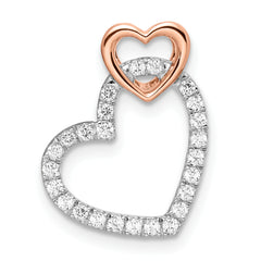 14K Two-tone Lab Grown Diamond Double Heart Slide