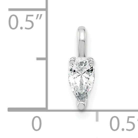 14K White Gold Lab Grown Diamond VS/SI GH, 5.85x3.0mm Pear Solitaire Pendan