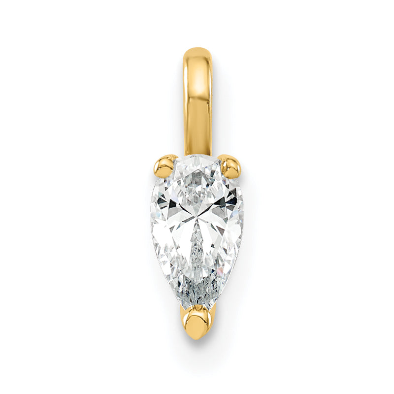 14K Lab Grown Diamond SI+, H+, 5.85x3.0mm Pear Solitaire Pendant