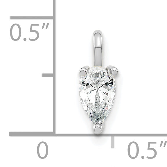 14K White Gold Lab Grown Diamond VS/SI GH, 6.25x4.2mm Pear Solitaire Pendan