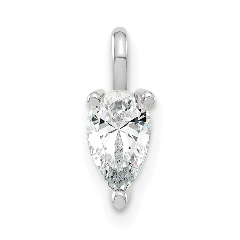 14K White Gold Lab Grown Diamond VS/SI GH, 6.25x4.2mm Pear Solitaire Pendan