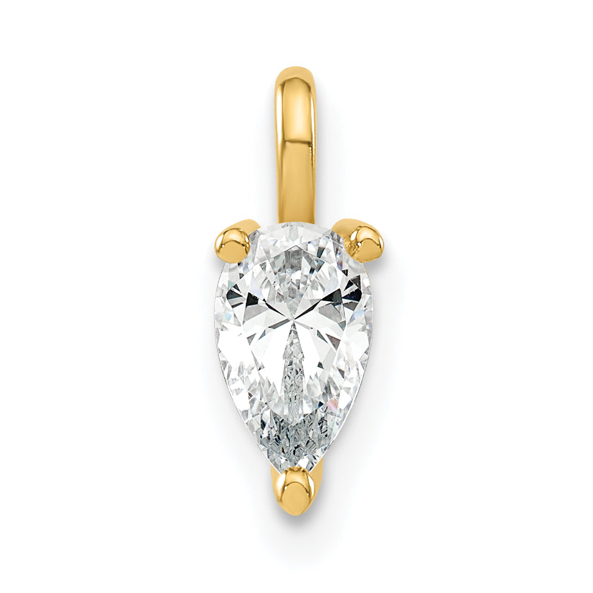 14K Lab Grown Diamond VS/SI GH, 6.25x4.2mm Pear Solitaire Pendant