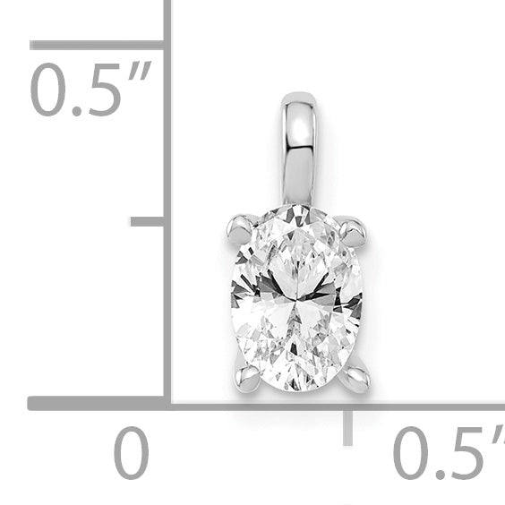 14K White Gold Lab Grown Diamond VS/SI GH, 6.45x4.55mm Oval  Solitaire Pend