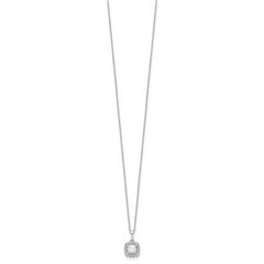 10K White Gold Lab Grown Diamond and Created Opal Pendant Necklace