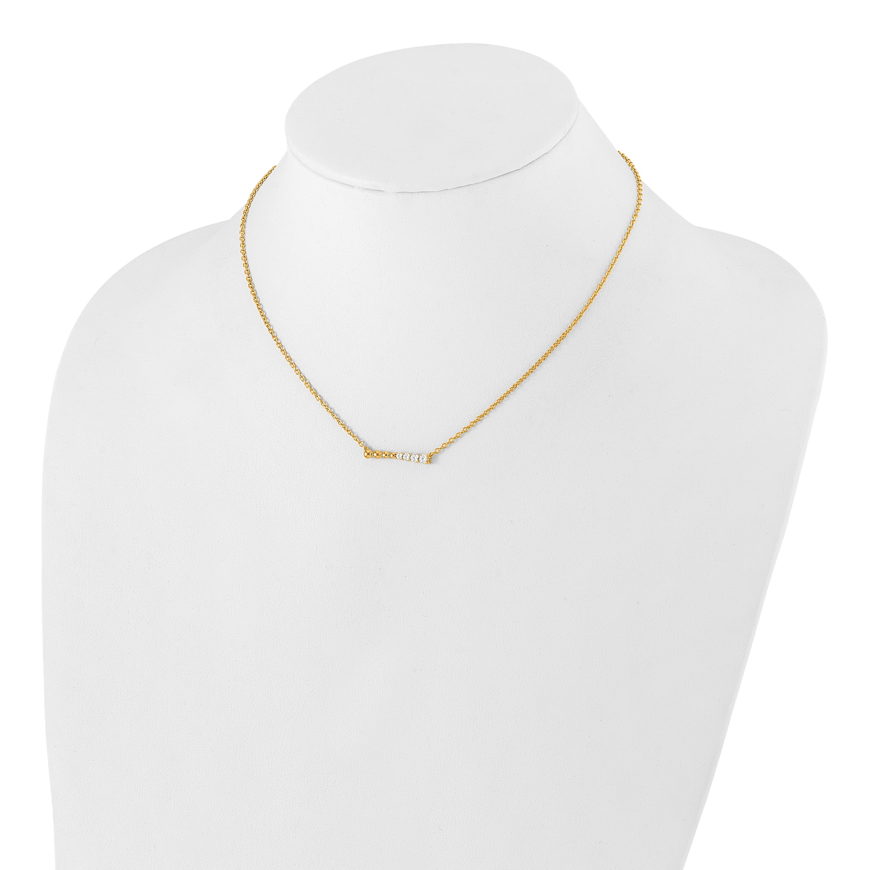 14K Lab Grown Diamond VS/SI GH, Beaded Bar Necklace