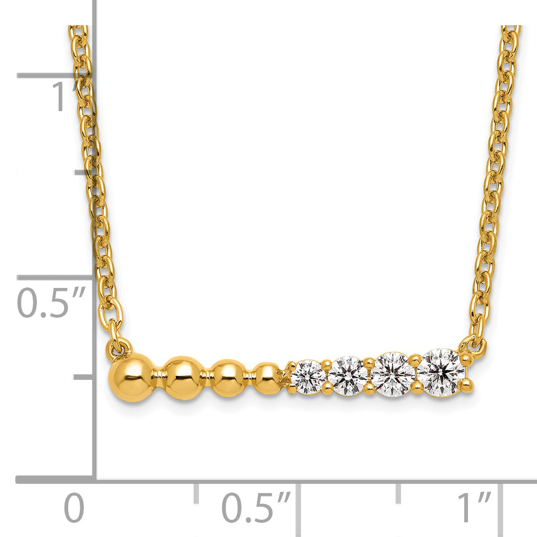 14K Lab Grown Diamond VS/SI GH, Beaded Bar Necklace