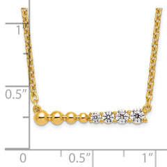 14K Lab Grown Diamond VS/SI GH, Beaded Bar Necklace