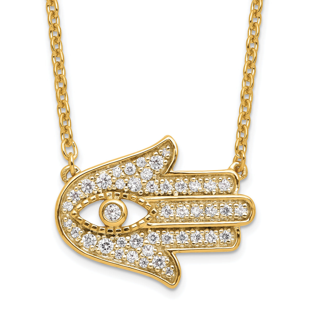 14K Lab Grown Diamond VS/SI GH, Hamsa Necklace