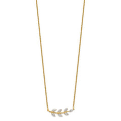 14K Lab Grown Diamond VS/SI GH, Branch with Leaves Necklace