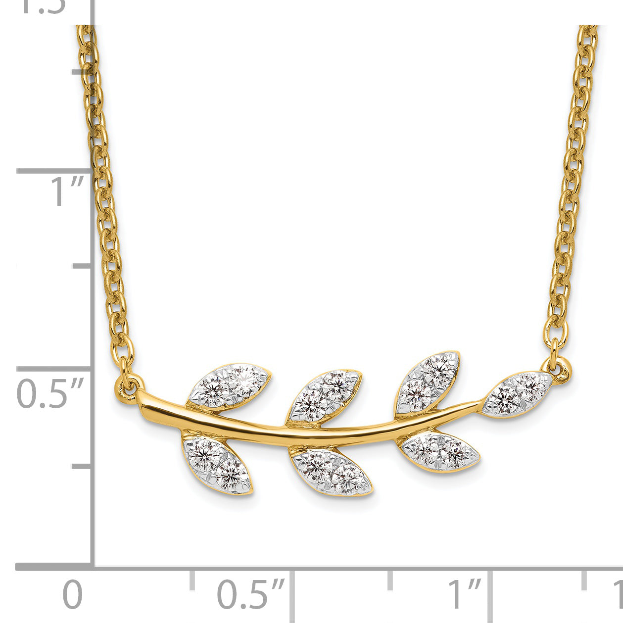 14K Lab Grown Diamond VS/SI GH, Branch with Leaves Necklace