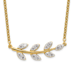 14K Lab Grown Diamond VS/SI GH, Branch with Leaves Necklace