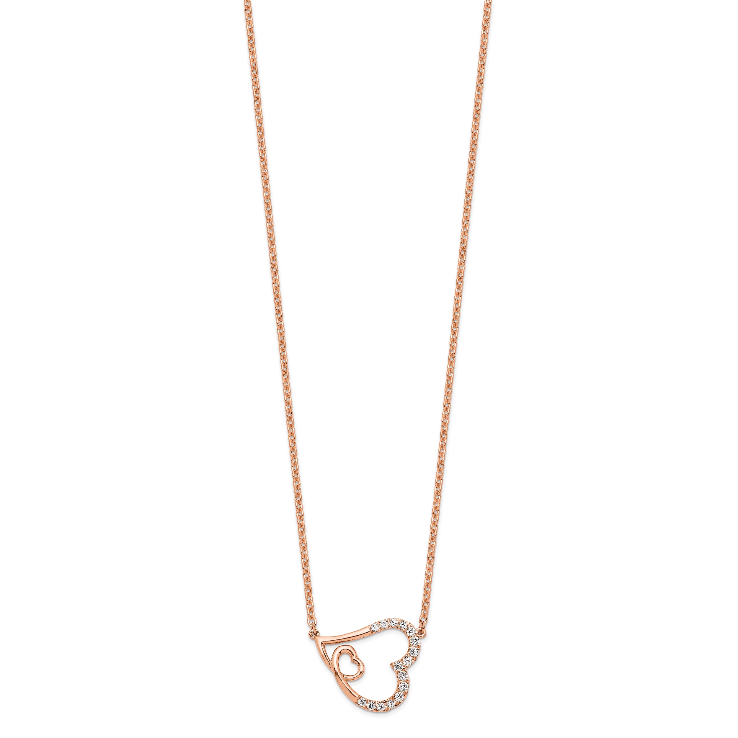 14K Rose Gold Lab Grown Diamond VS/SI GH, Intertwined Hearts Necklac