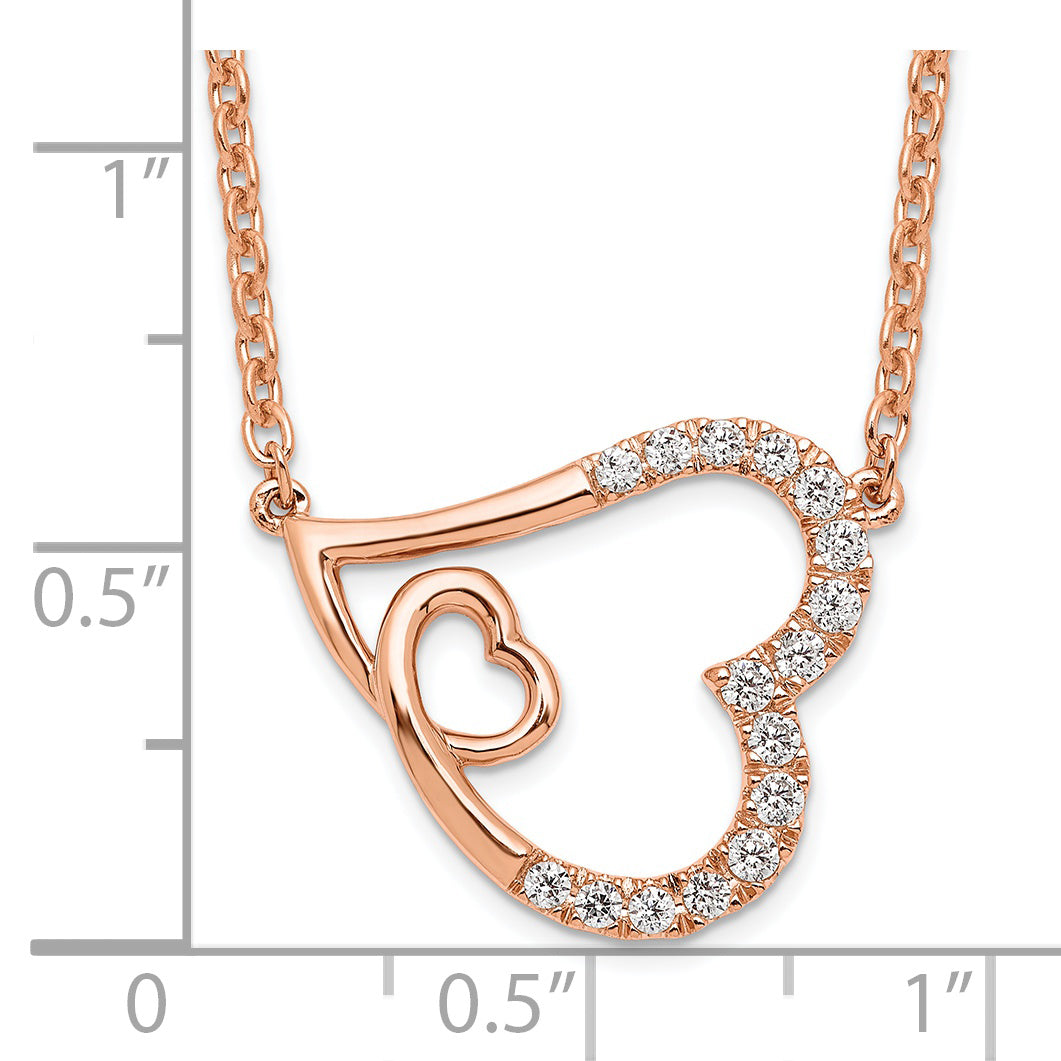 14K Rose Gold Lab Grown Diamond VS/SI GH, Intertwined Hearts Necklac