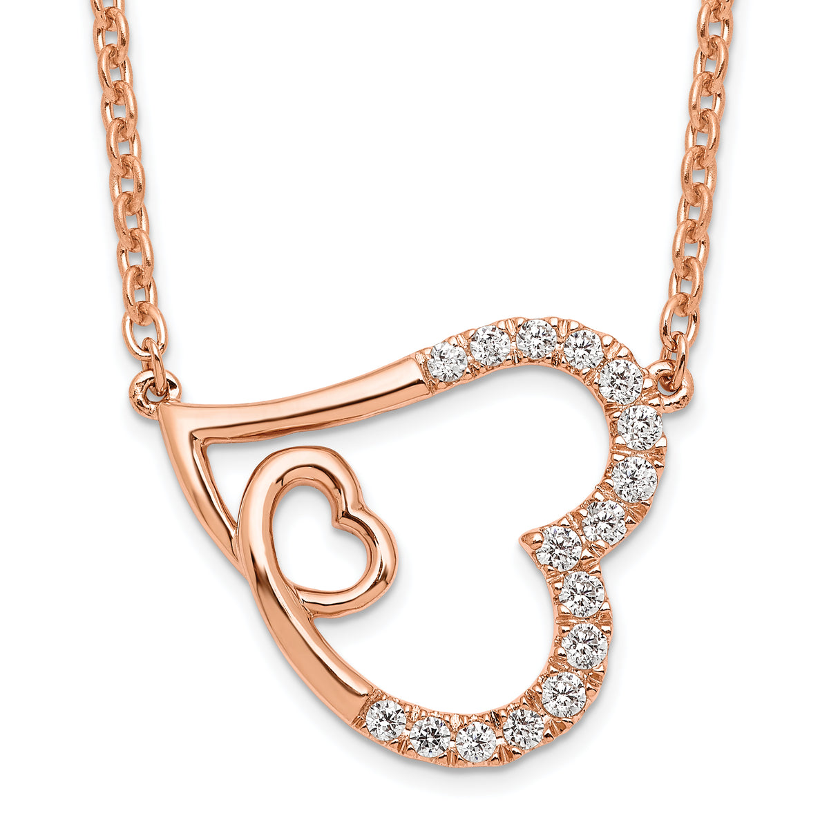 14K Rose Gold Lab Grown Diamond VS/SI GH, Intertwined Hearts Necklac