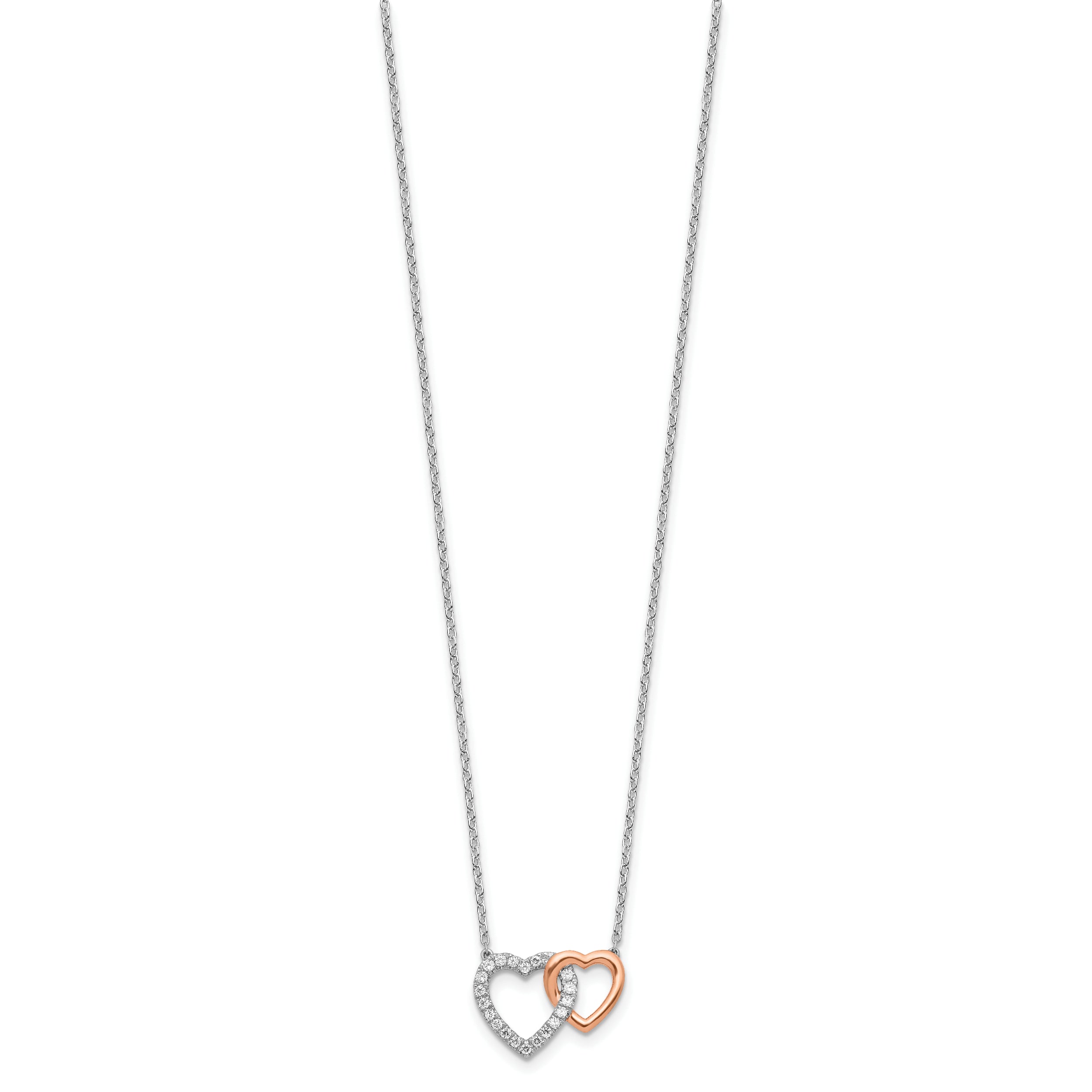 14K Two-Tone Lab Grown Diamond VS/SI GH, Hearts Necklace