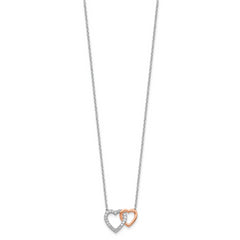 14K Two-Tone Lab Grown Diamond VS/SI GH, Hearts Necklace