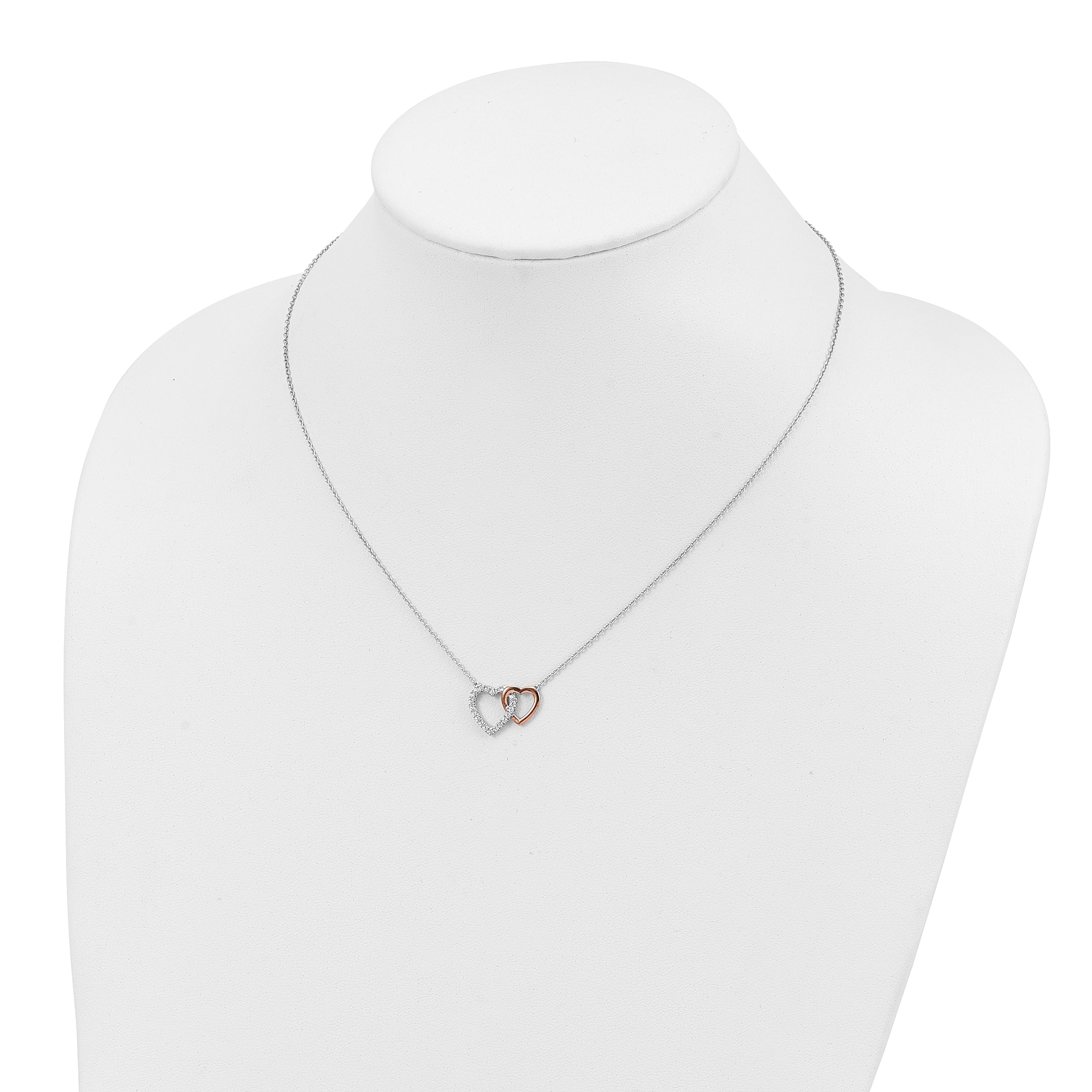 14K Two-Tone Lab Grown Diamond VS/SI GH, Hearts Necklace