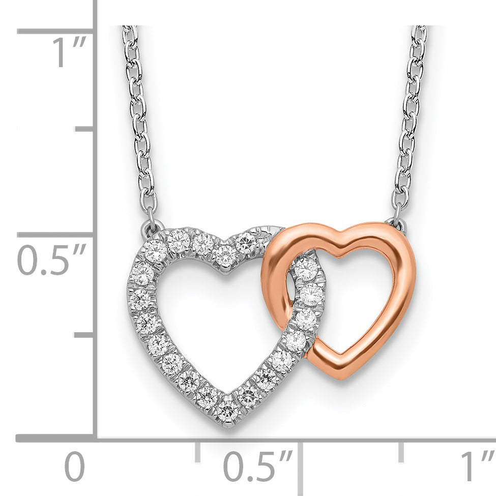 14K Two-Tone Lab Grown Diamond VS/SI GH, Hearts Necklace