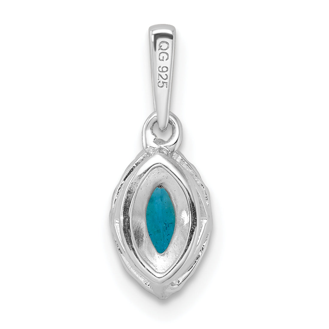 14K White Gold Lab Grown Diamond and Blue Topaz Pendant