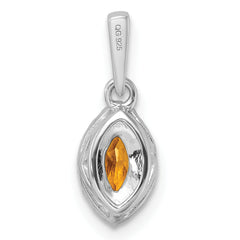 14K White Gold Lab Grown Diamond and Citrine Pendant