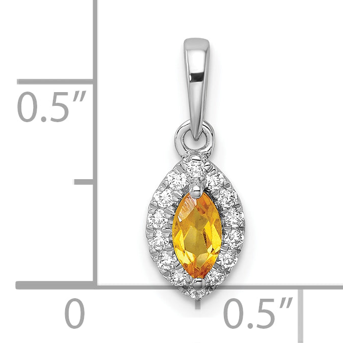 14K White Gold Lab Grown Diamond and Citrine Pendant