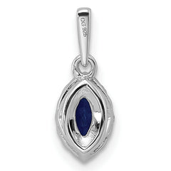 14K White Gold Lab Grown Diamond and Cr Blue Sapphire Pendant