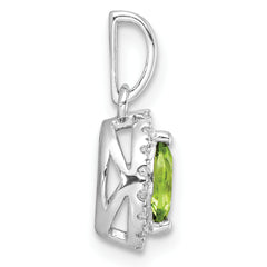 14K White Gold Lab Grown Diamond and Peridot Pendant