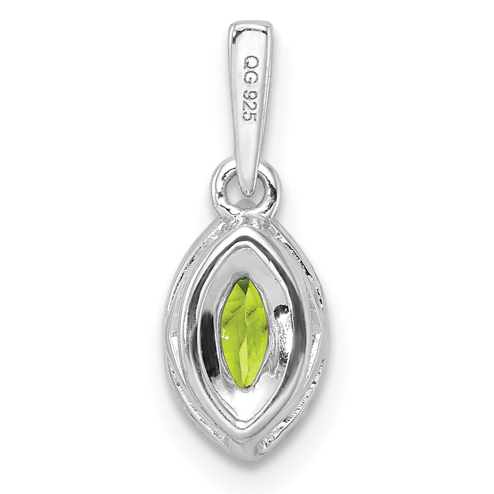 14K White Gold Lab Grown Diamond and Peridot Pendant