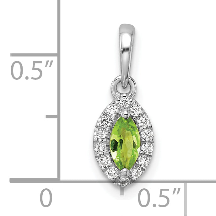 14K White Gold Lab Grown Diamond and Peridot Pendant