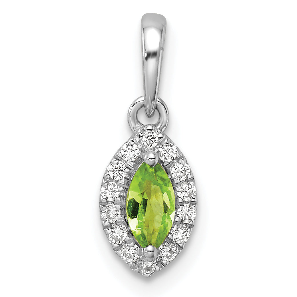 14K White Gold Lab Grown Diamond and Peridot Pendant