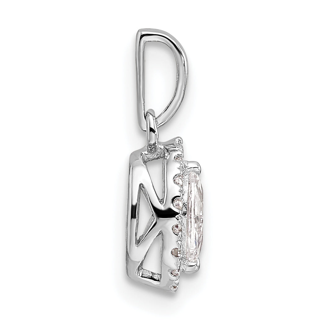 14K White Gold Lab Grown Diamond and White Sapphire Pendant