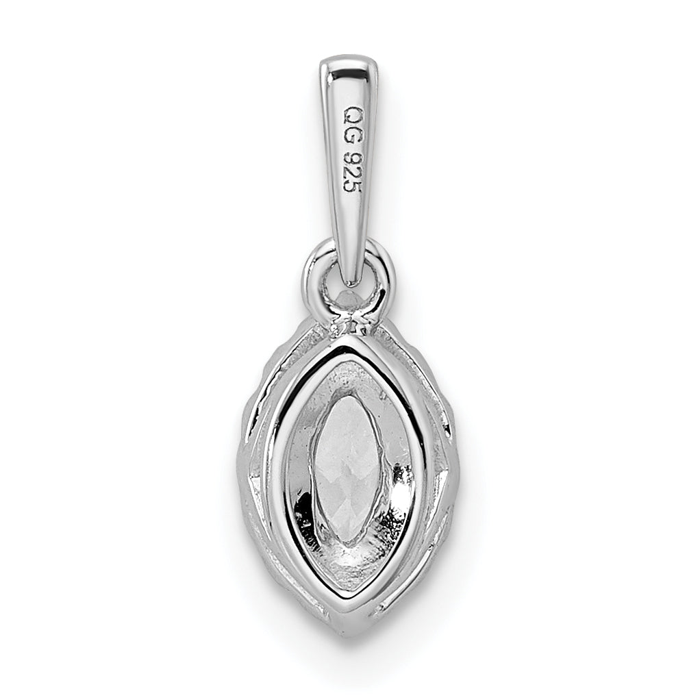 14K White Gold Lab Grown Diamond and White Sapphire Pendant