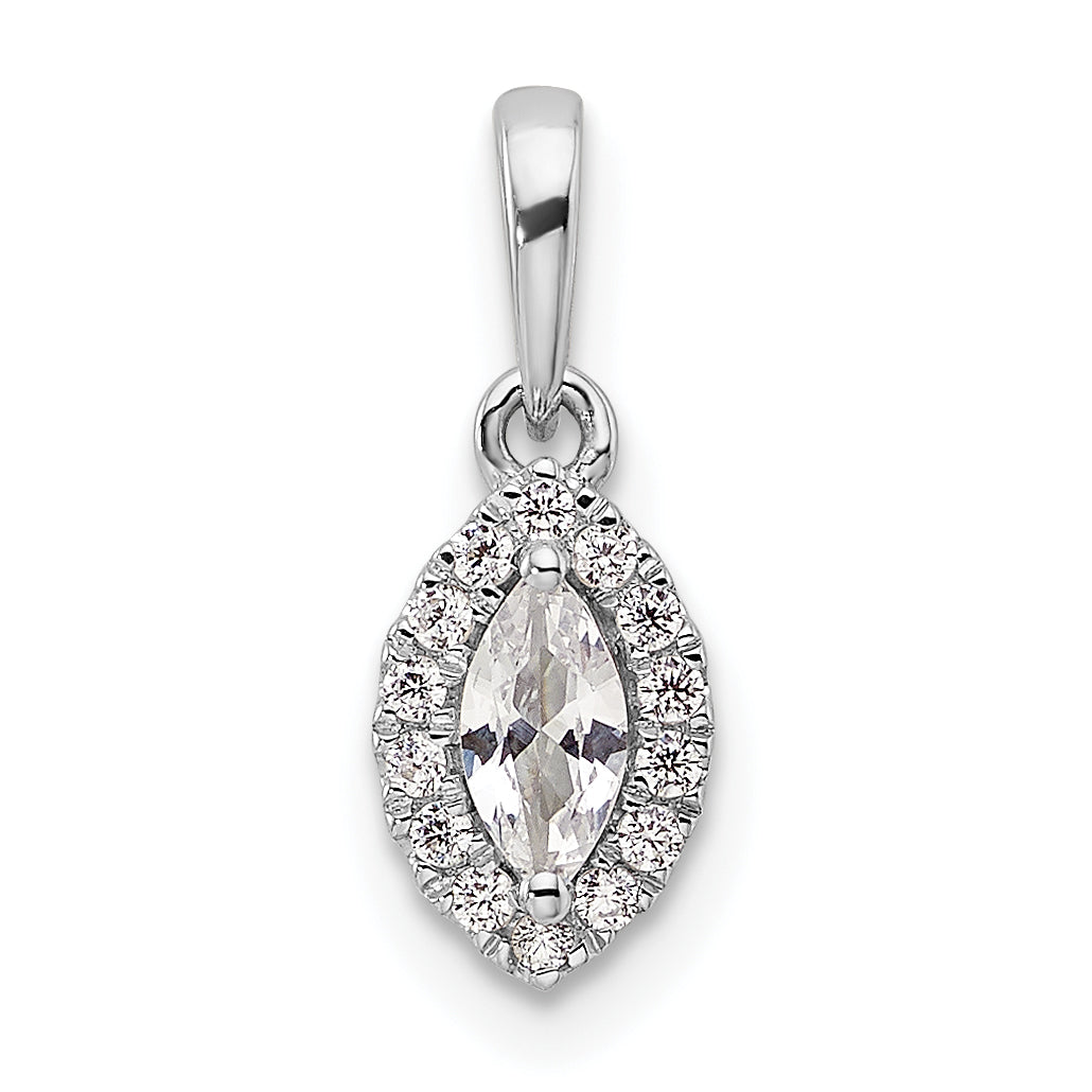 14K White Gold Lab Grown Diamond and White Sapphire Pendant