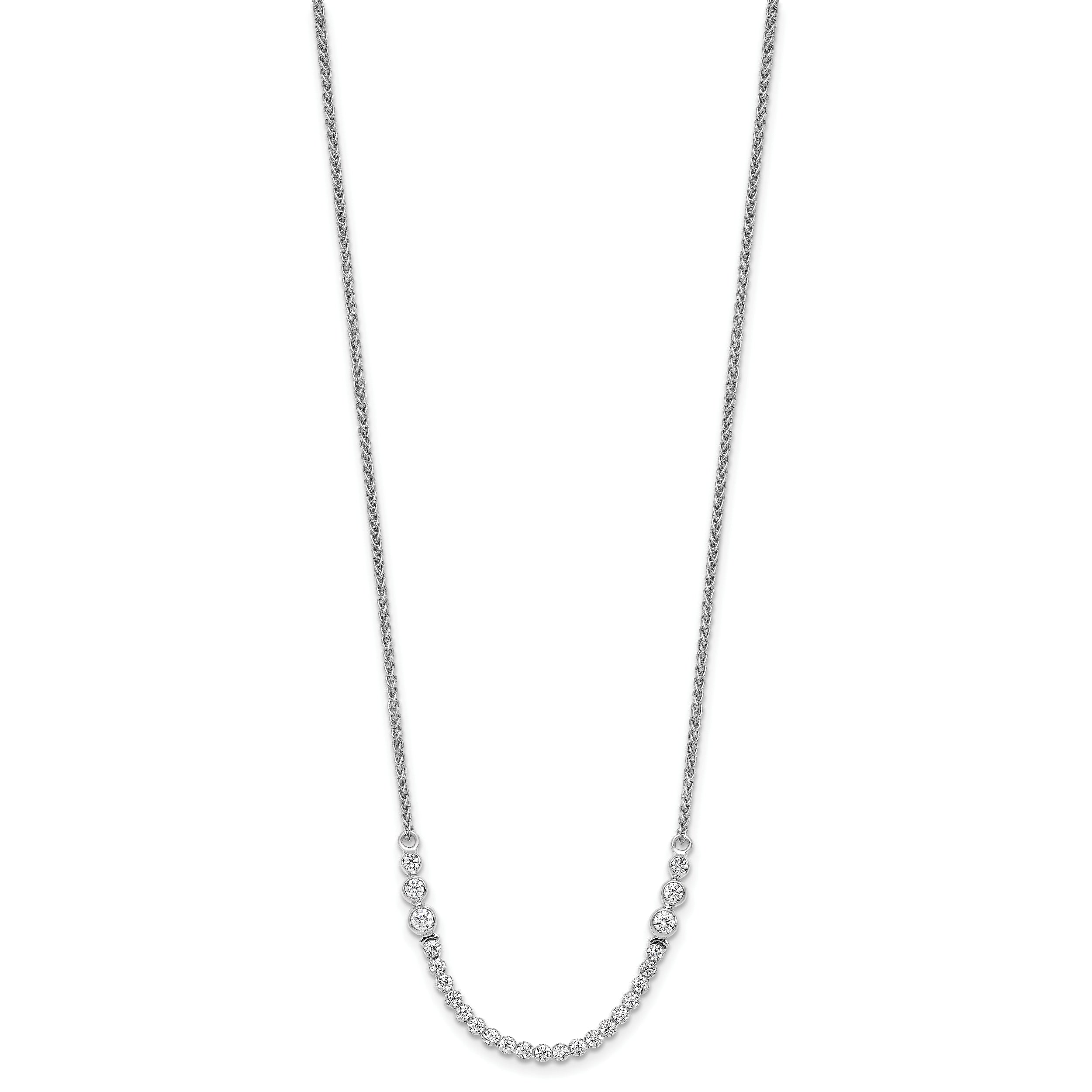 14K White Gold Lab Grown Diamond Tennis Style Bolo Adjustable Necklace